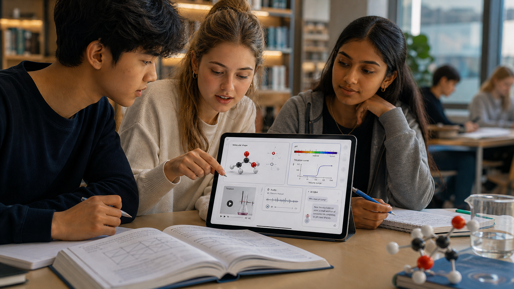 International high school students using an AI-native chemistry learning platform